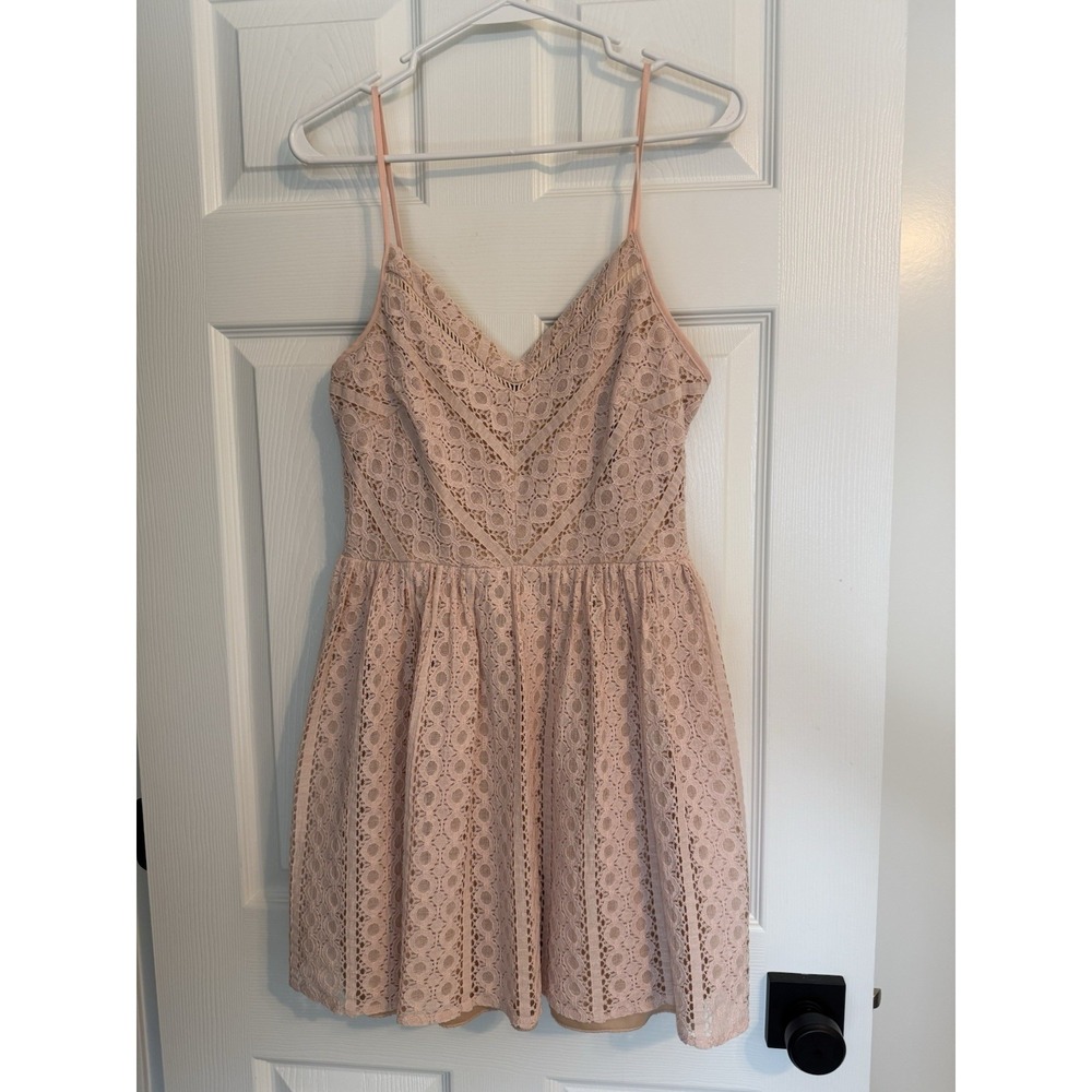Vintage Y2K City Triangles Pink Lace Ladder Trim Spaghetti Strap Dress Size 9 - Picture 9 of 13